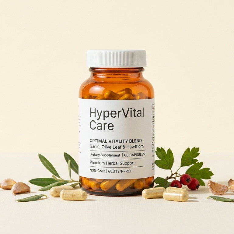 HyperVital Care – steklenička prehranskega dopolnila na belem ozadju